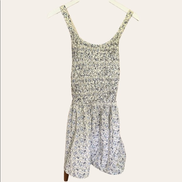Free People Summer Dress Blue Floral Print Open Back - Picture 2 of 6